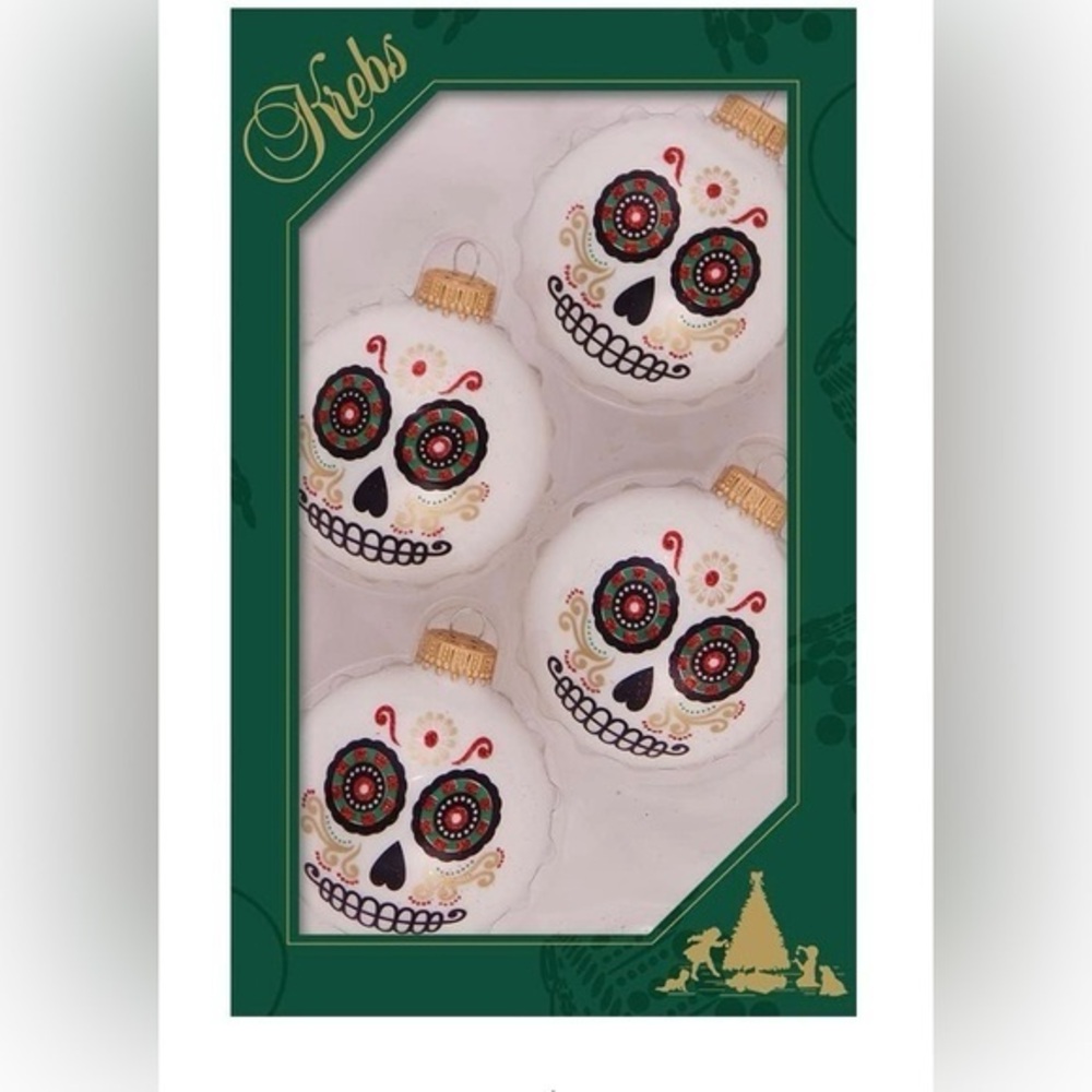 6 boxes  Krebs skull ornaments explosive colors USA New in open box